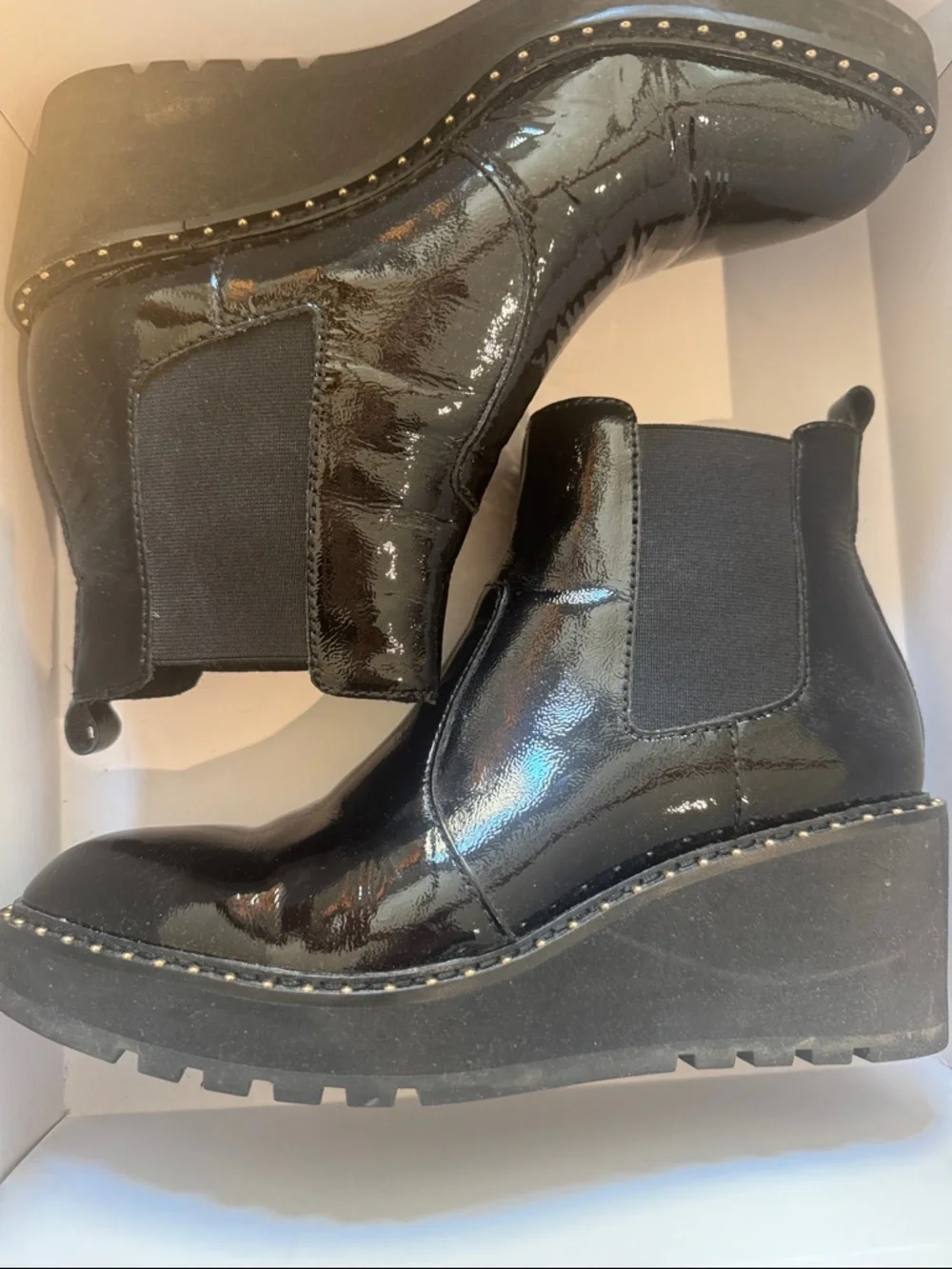 Cecelia NY Gemma Black Patent Platform Boots sz 8 - Picture 4 of 8